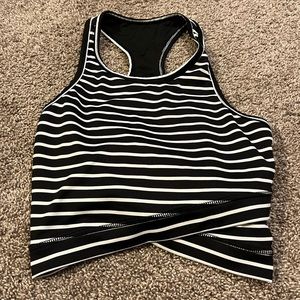 Black Striped Workout Top